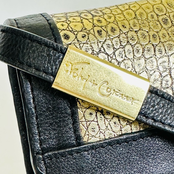 FOLEY & CORINNA Crossbody/Clutch bag Y2K Gold Embossed Croc and Black Purse - Picture 3 of 16